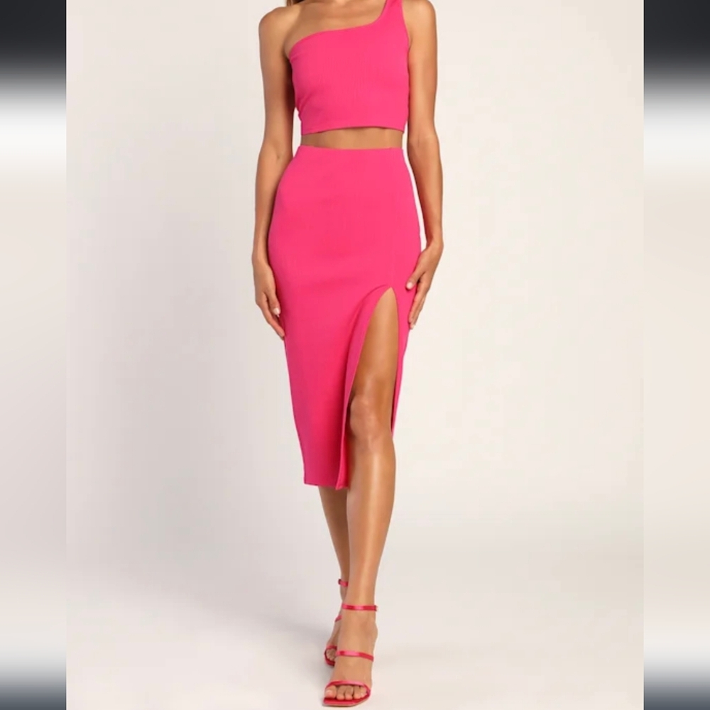 NWT Lulus Phenomenal Style Magenta Midi Skirt